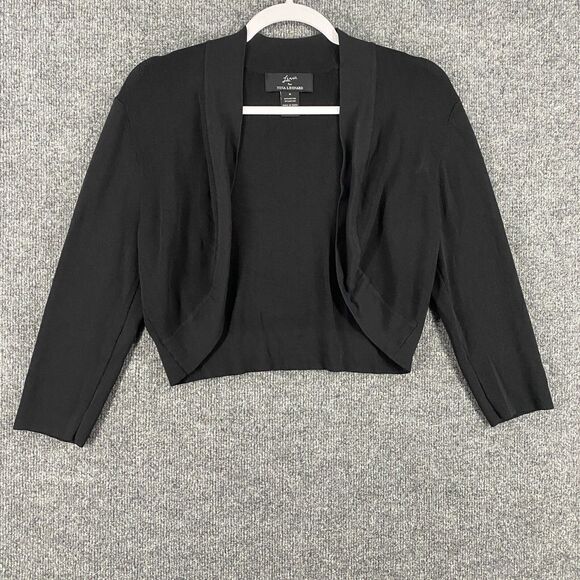 Lemmie Nina Leonard Cardigan Womens M Black Cropped Open Front Evening Formal - Picture 1 of 7